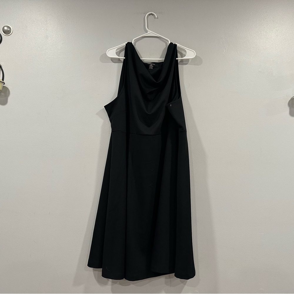 Lands' End Black Sleeveless Cowlneck Dress 3X